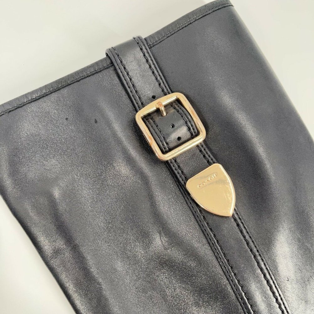 Coach Easton Black Leather Boots Sz 7 Riding - Picture 2 of 10